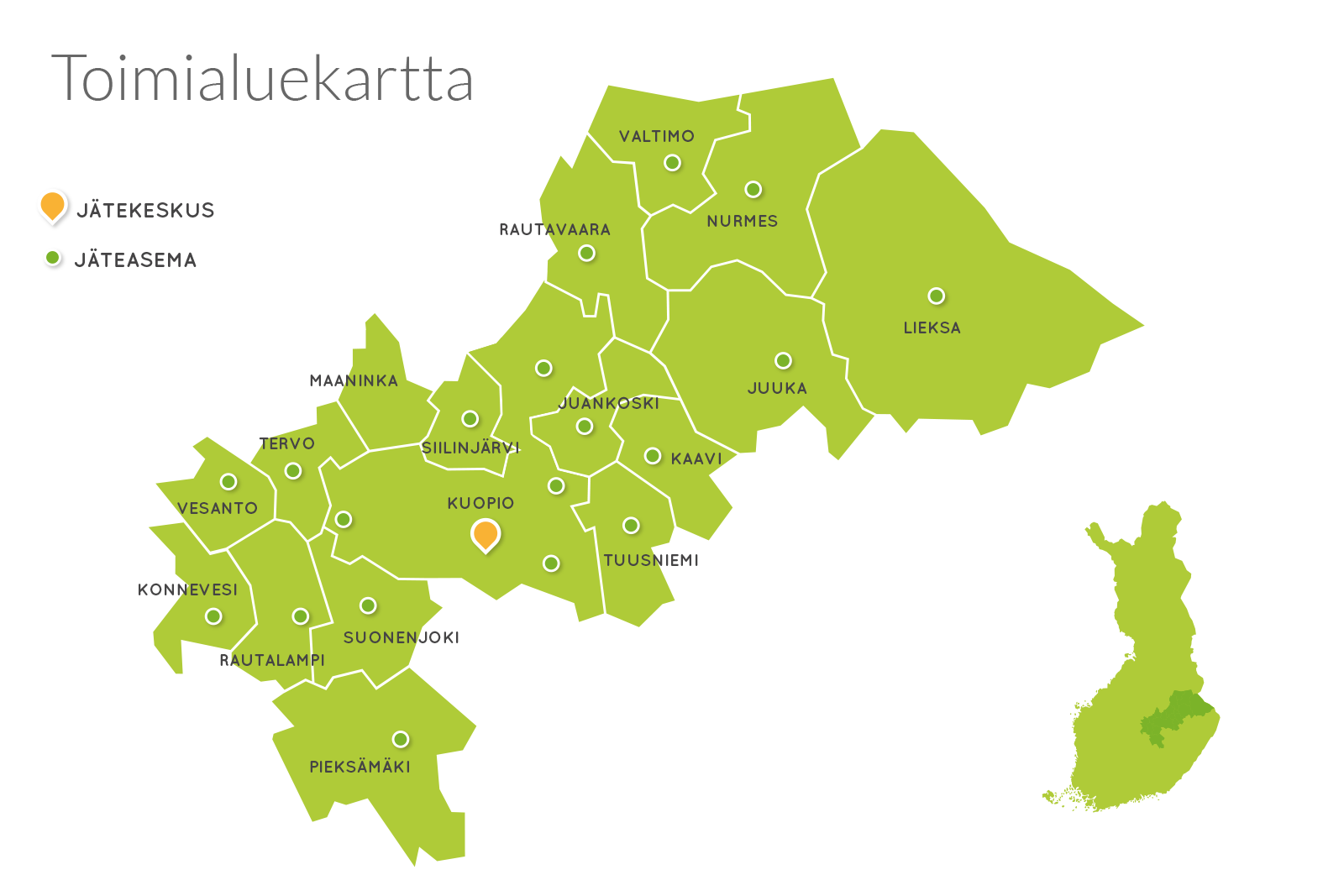 Jätekukon toimialue kartta